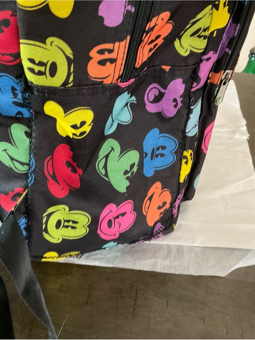 Disneyland Resort Mickey Mouse Faces Backpack Rainbow Embroidered Multicolor Zip - Picture 10 of 12